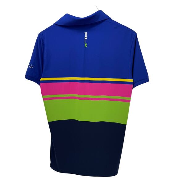 RLX Polo Shirt Mens Medium Blue Pink Green Yellow Golf Bird Logo Ralph Lauren - Picture 4 of 10